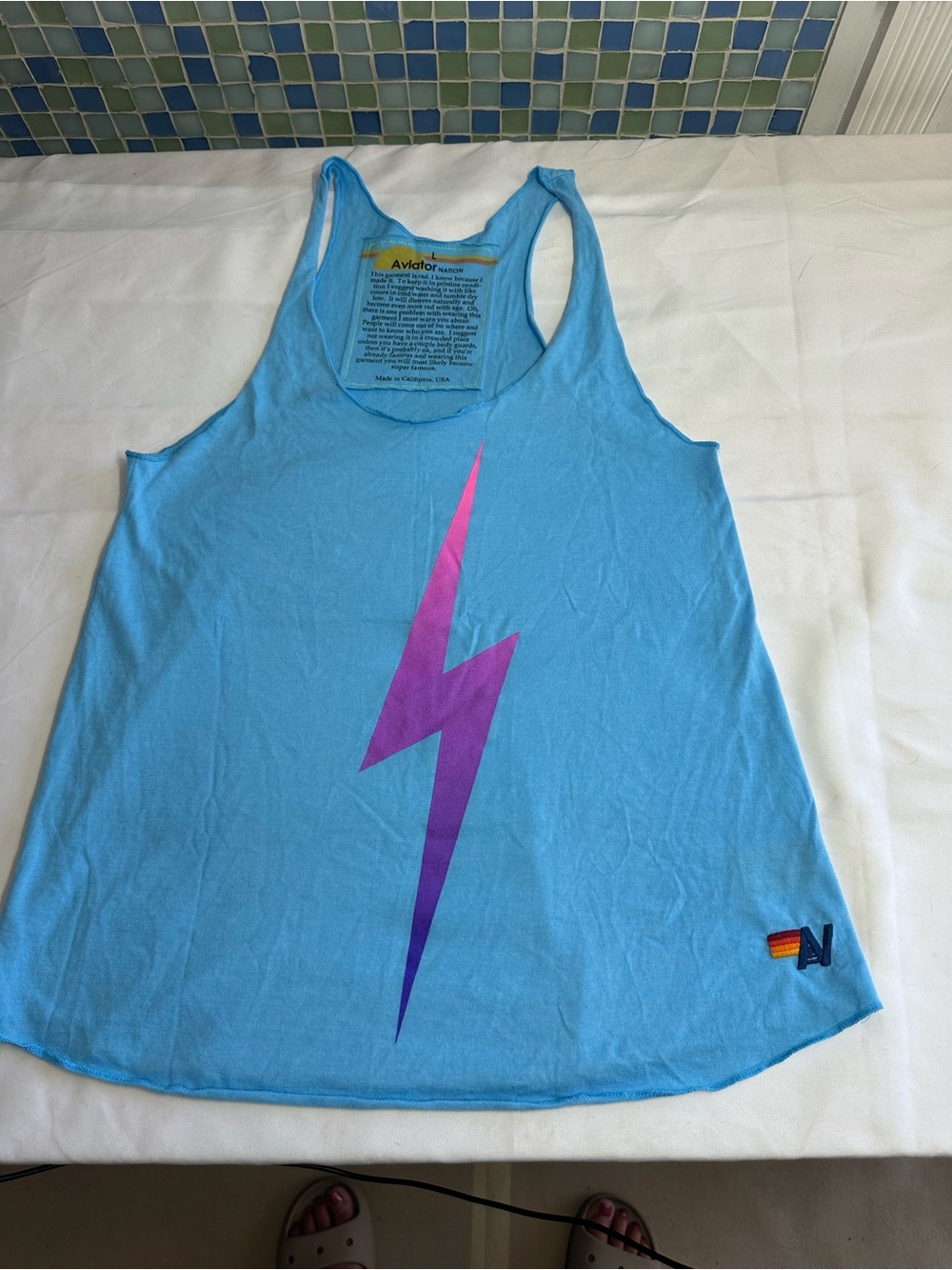 Aviator Nation Lightning Bolt Tank Top Casual Loungwear